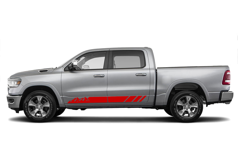 Rocker panel mountains stripes graphics decals for Dodge Ram