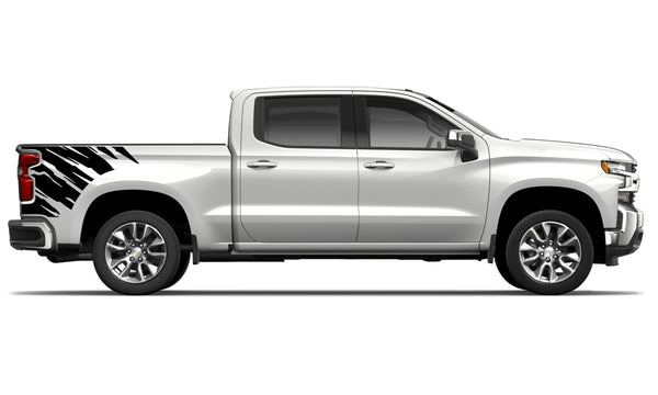 Shredded side bed graphics decals for Chevrolet Silverado