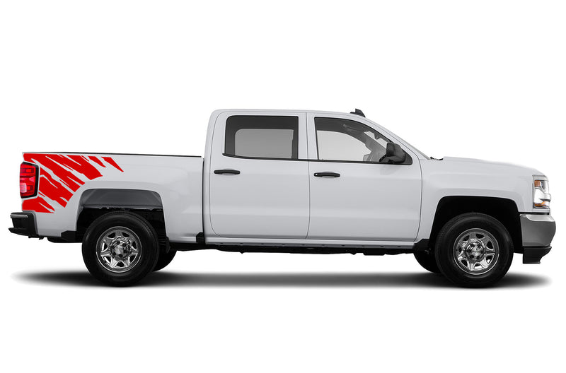 Shredded side bed graphics decals for Chevrolet Silverado 2014-2018