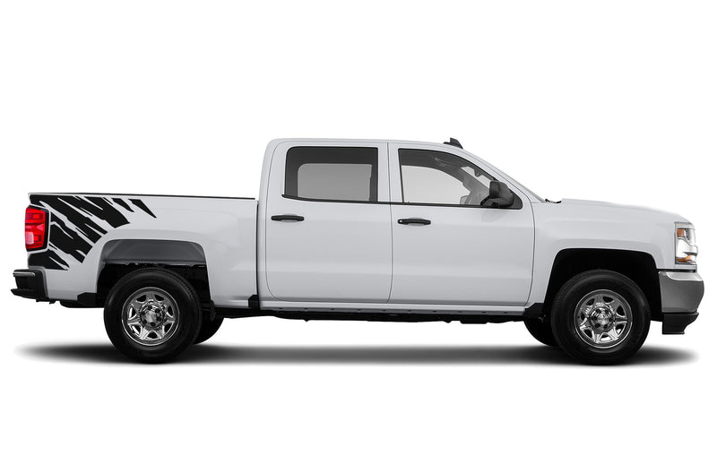 Shredded side bed graphics decals for Chevrolet Silverado 2014-2018