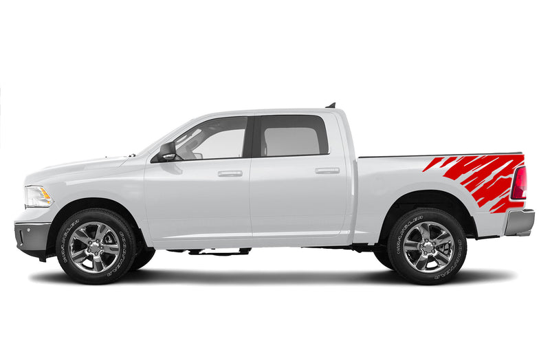 Shredded side bed graphics decals for Dodge Ram 2009-2018