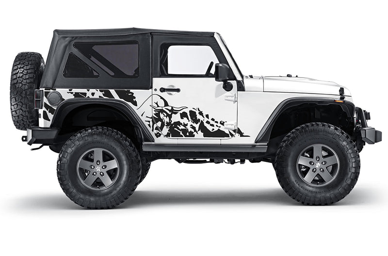 Bull splash graphics decals compatible with Jeep Wrangler JK 2 doors