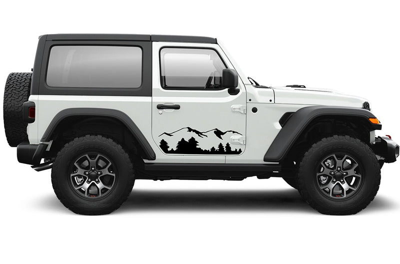 Side door mountain graphics decals compatible with Jeep Wrangler JL 2 doors