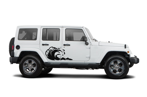 Side door wave decals graphics compatible with Jeep Wrangler JK