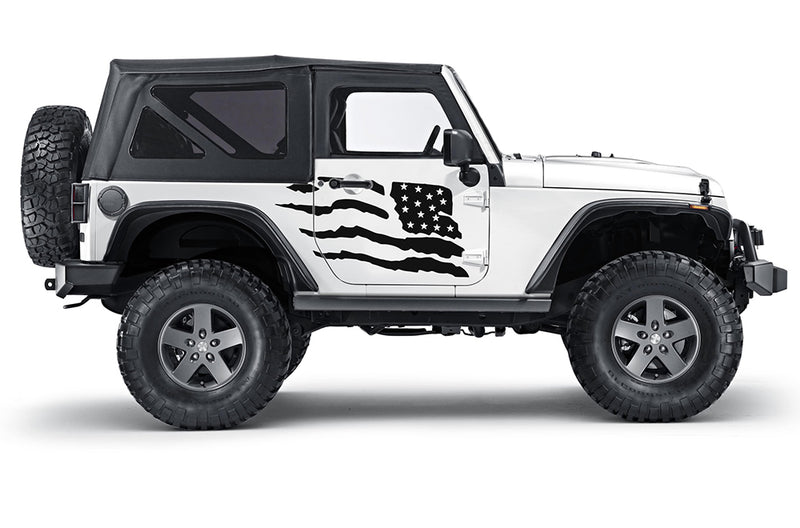 Side doors tattered USA graphics compatible with Jeep Wrangler JK 2 doors