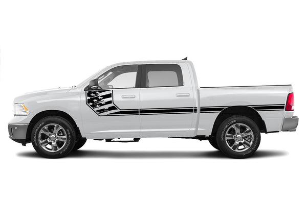 Side line US flag stripes graphics decals for Dodge Ram 2009-2018