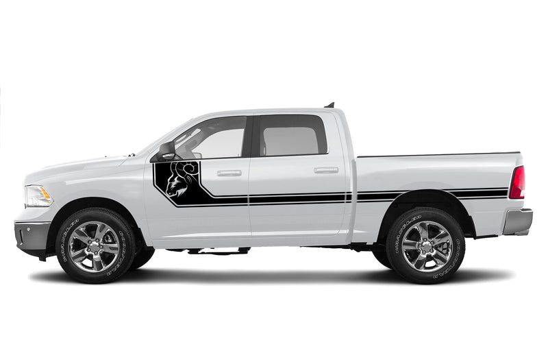 Side line ram stripes graphics decals for Dodge Ram 2009-2018