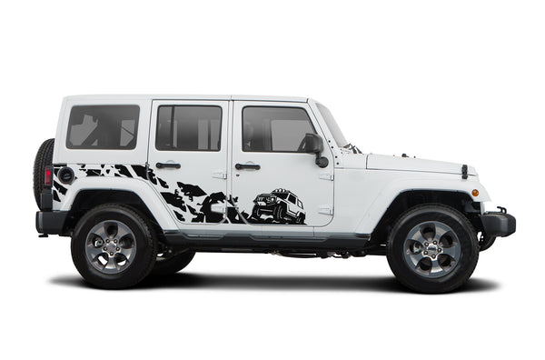 Side off-road climb decals graphics compatible with Jeep Wrangler JK