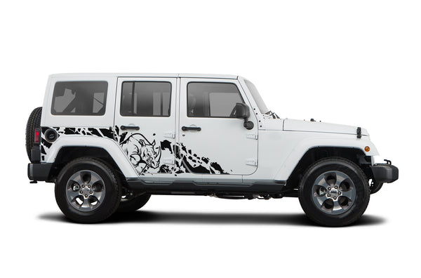 Side rhino splash decals graphics compatible with Jeep Wrangler JK