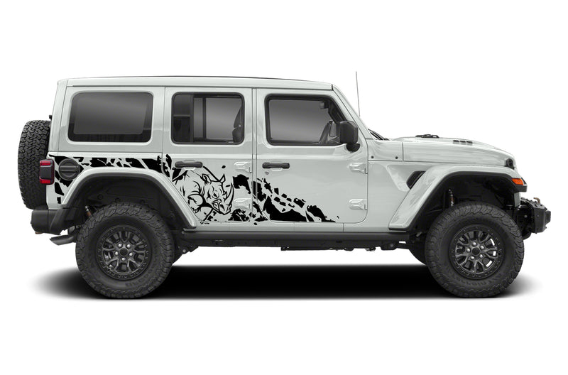 Side rhino splash graphics decals compatible with Jeep Wrangler JL