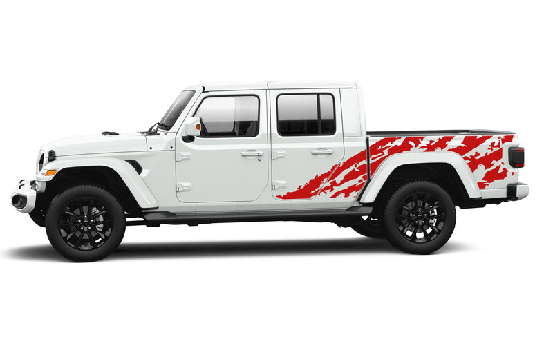 Side back shredded graphics decals compatible with Jeep Gladiator JT