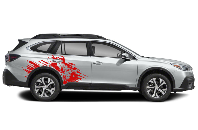 Side back wild bull graphics decals for Subaru Outback