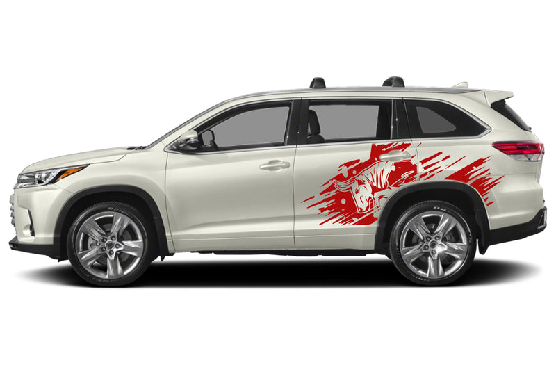 Side back wild bull graphics decals for Toyota Highlander 2014-2019