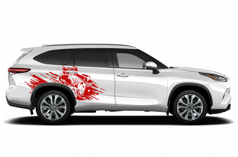 Side back wild bull graphics decals for Toyota Highlander