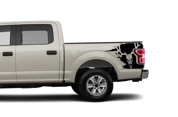 Side bed deer skull decals graphics compatible with Ford F150 2015-2020