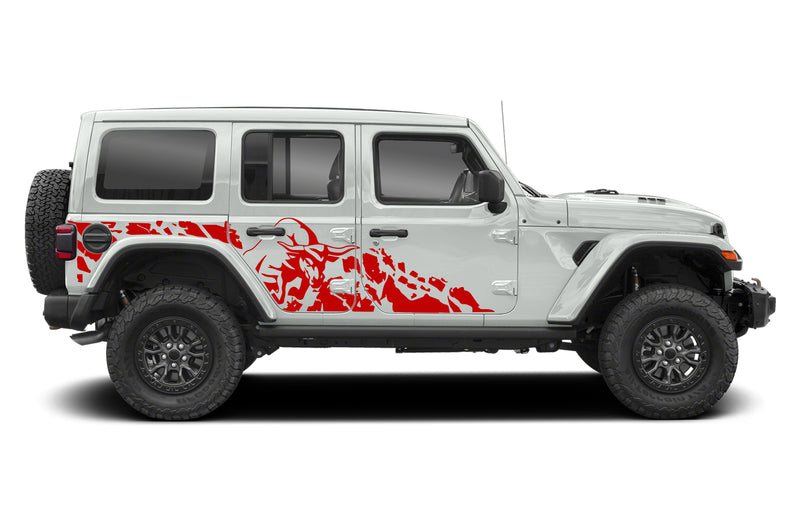 Side bull splash graphics decals compatible with Jeep Wrangler JL