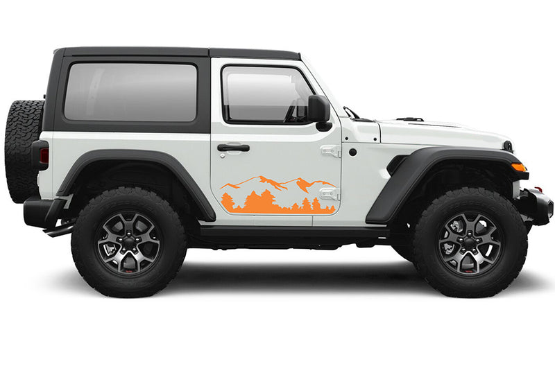 Side door mountain graphics decals compatible with Jeep Wrangler JL 2 doors