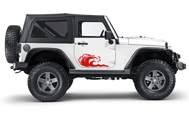 Side door wave decals graphics compatible with Jeep Wrangler JK 2 doors