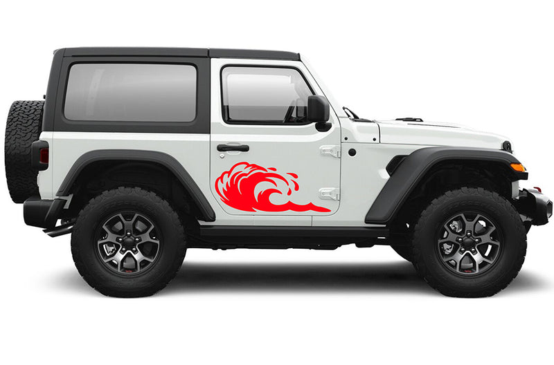 Side door wave graphics decals compatible with Jeep Wrangler JL 2 doors