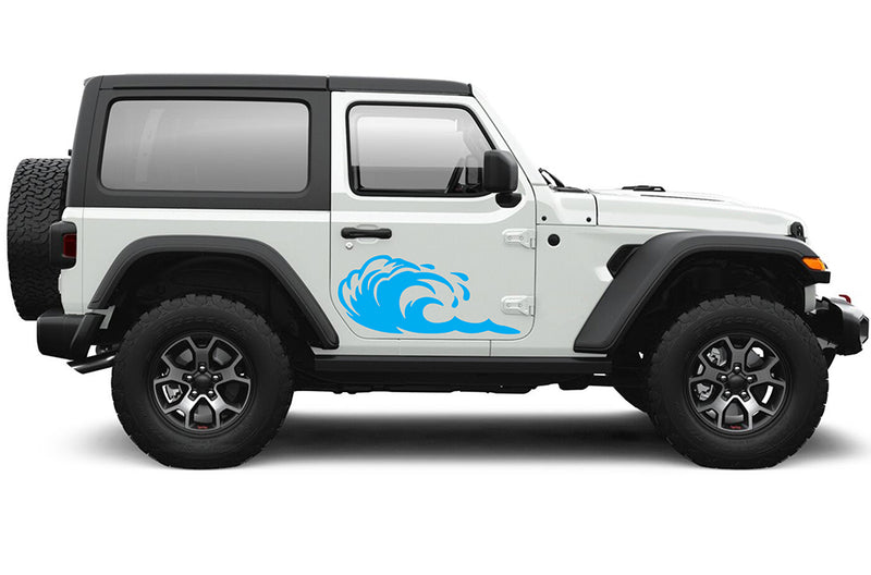 Side door wave graphics decals compatible with Jeep Wrangler JL 2 doors