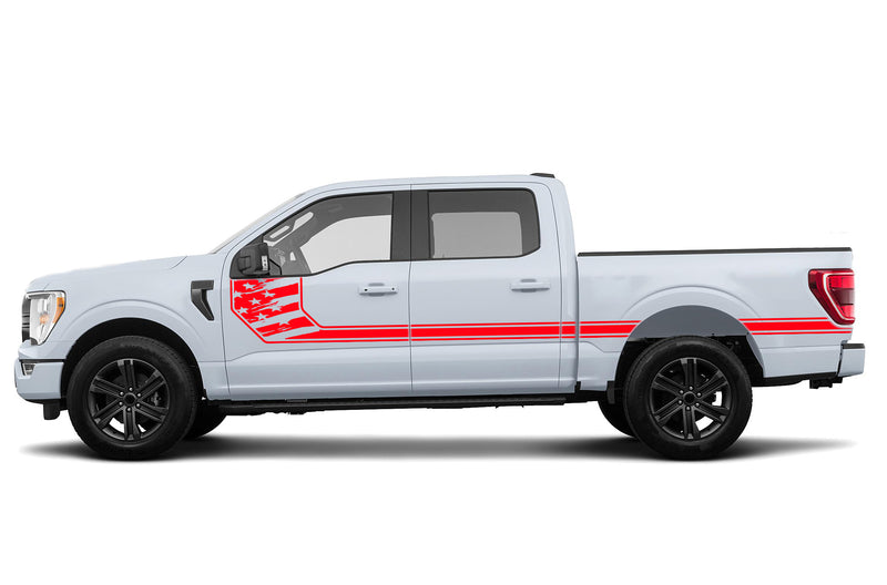 Side line US flag stripes graphics decals for Ford F150