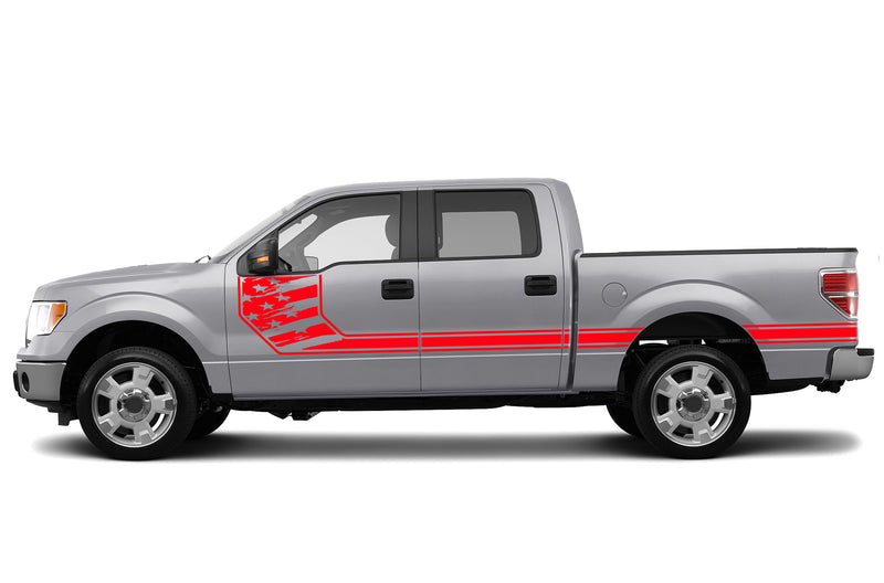 Side line US flag stripes graphics decals for Ford F150 2009-2014