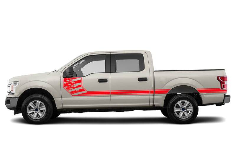 Side line US flag stripes graphics decals for Ford F150 2015-2020