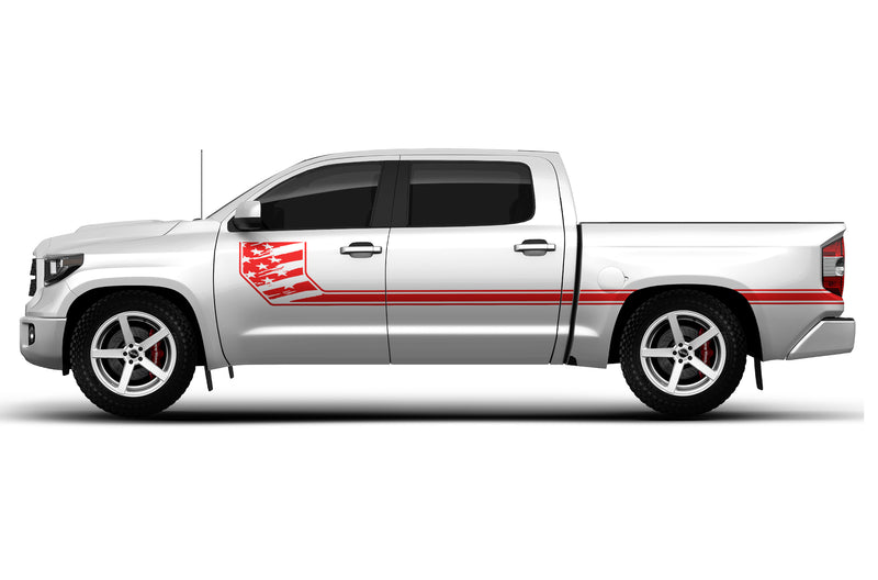 Side line US flag stripes graphics decals for Toyota Tundra