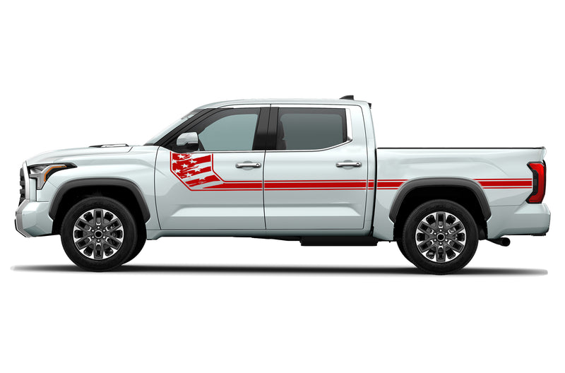 Side line US flag stripes graphics decals for Toyota Tundra