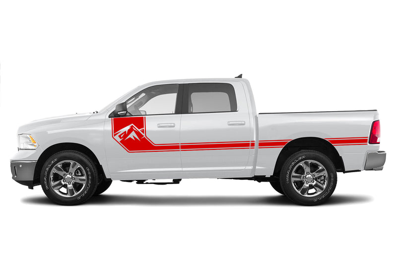 Side line mountain stripes graphics decals for Dodge Ram 2009-2018