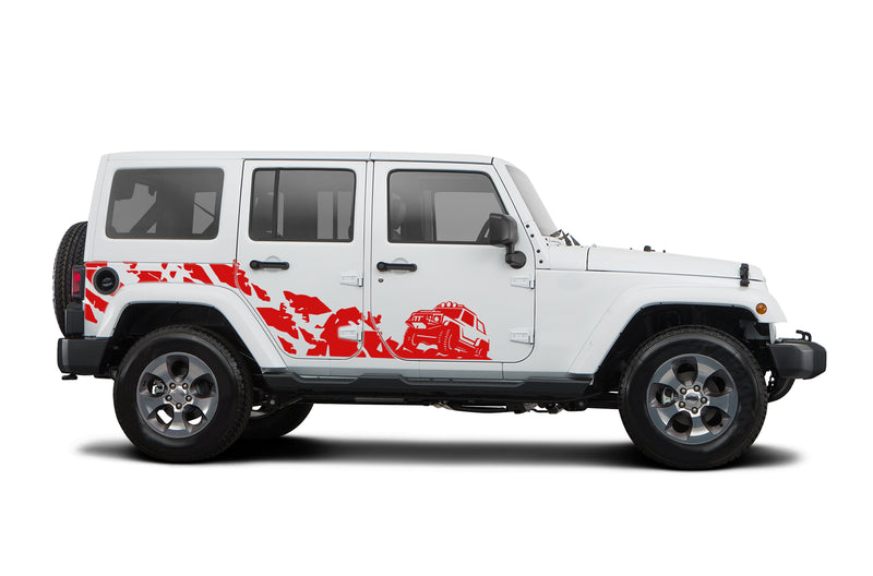 Side off-road climb decals graphics compatible with Jeep Wrangler JK