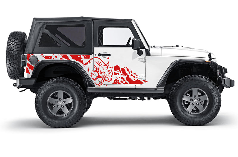 Side rhino splash decals graphics compatible with Jeep Wrangler JK 2 doors