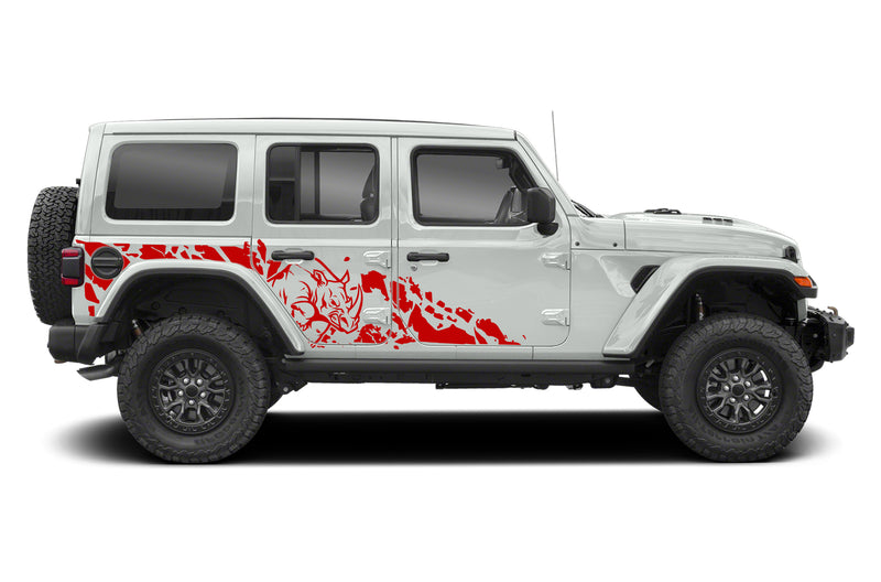 Side rhino splash graphics decals compatible with Jeep Wrangler JL