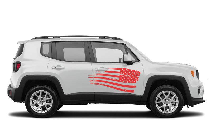 Side tattered US graphics decals compatible with Jeep Renegade