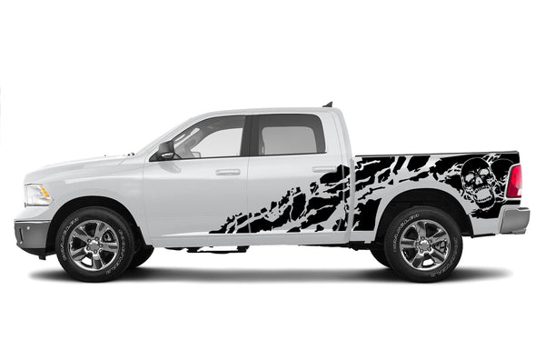 Skull shredded side graphics decals for Dodge Ram 2009-2018