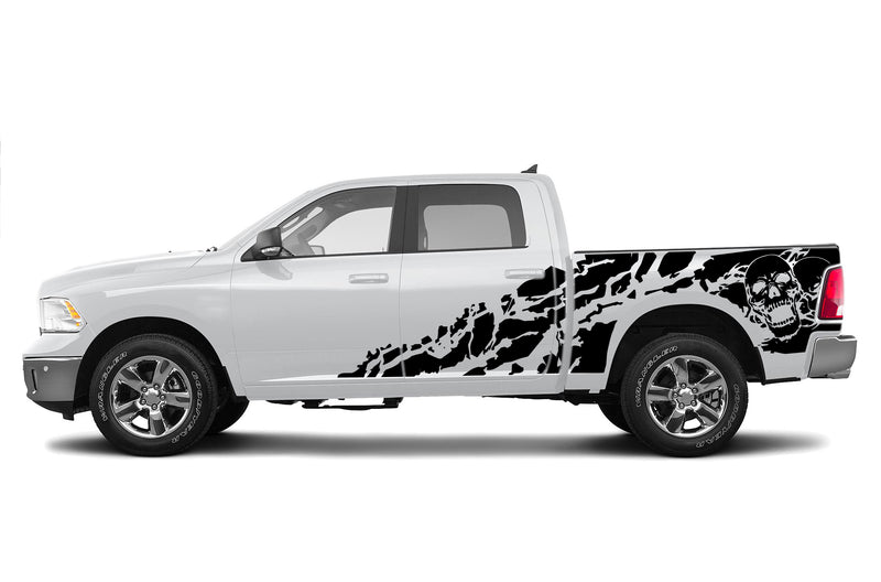 Skull shredded side graphics decals for Dodge Ram 2009-2018