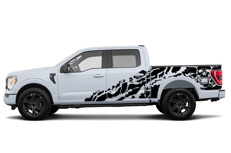 Skull shredded side graphics decals for Ford F150