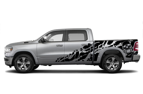 Skull shredded side graphics decals for Dodge Ram