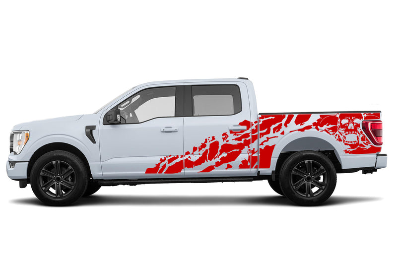 Skull shredded side graphics decals for Ford F150