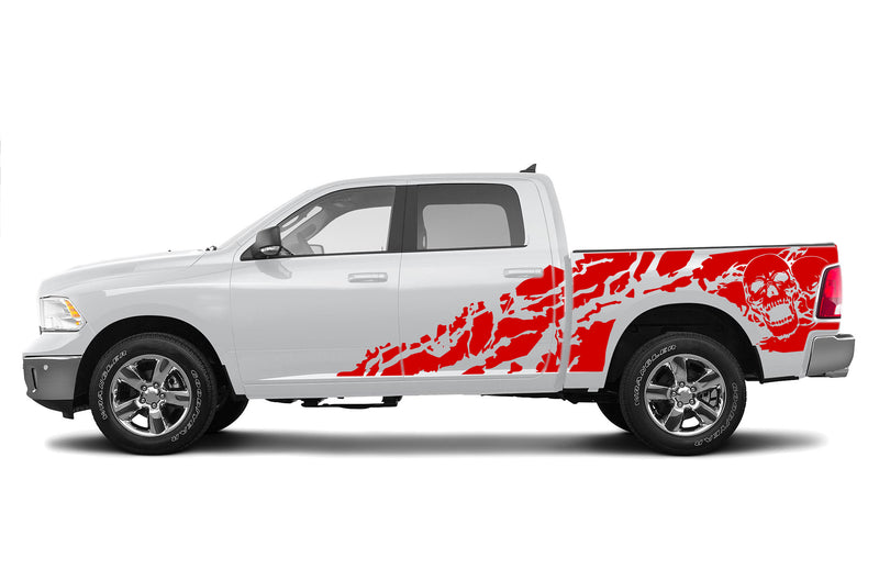 Skull shredded side graphics decals for Dodge Ram 2009-2018