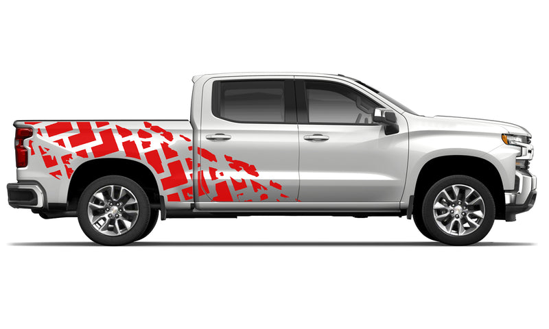 Tire truck side graphics decals for Chevrolet Silverado