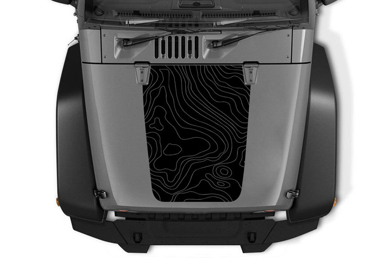 Topographic hood decals graphics compatible with Jeep Wrangler JK