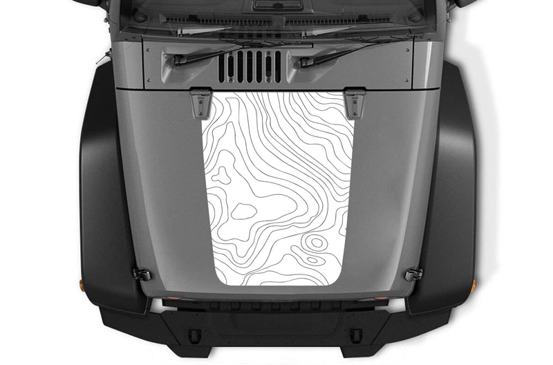 Topographic hood decals graphics compatible with Jeep Wrangler JK