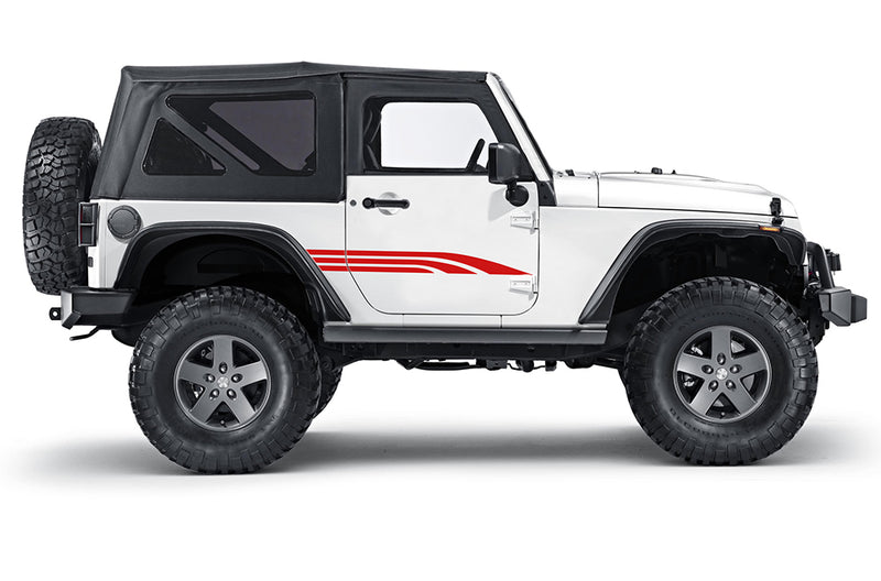 Triple way side stripes decals graphics compatible with Jeep Wrangler JK 2 doors