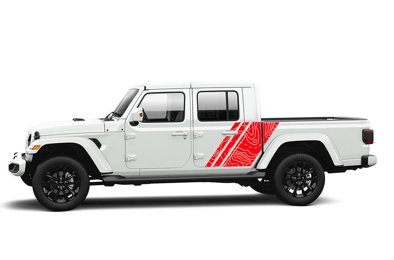 Triple topographic shape graphics decals for Jeep Gladiator JT