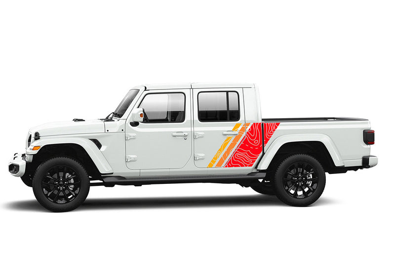 Triple topographic shape graphics decals for Jeep Gladiator JT