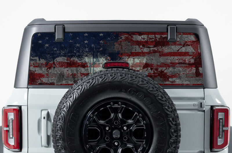 US flag perforated rear window decal graphics for Ford Bronco