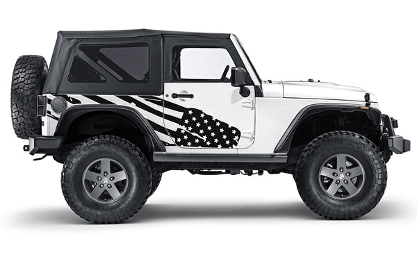 US flag side decals graphics compatible with Jeep Wrangler JK 2 doors