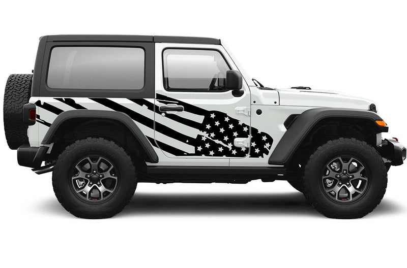 US flag side graphics decals compatible with Jeep Wrangler JL 2 doors