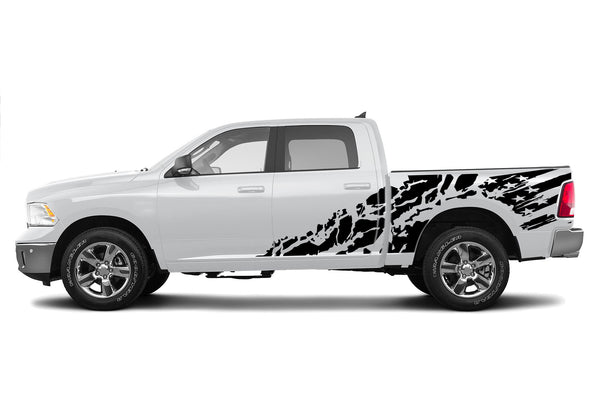 USA flag shredded side graphics decals for Dodge Ram 2009-2018